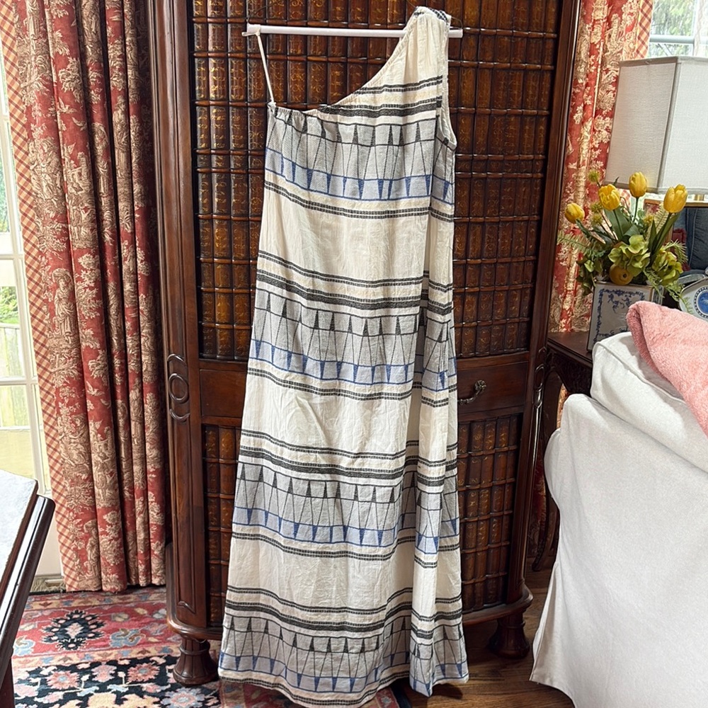 One-Shoulder Geometric Maxi Dress